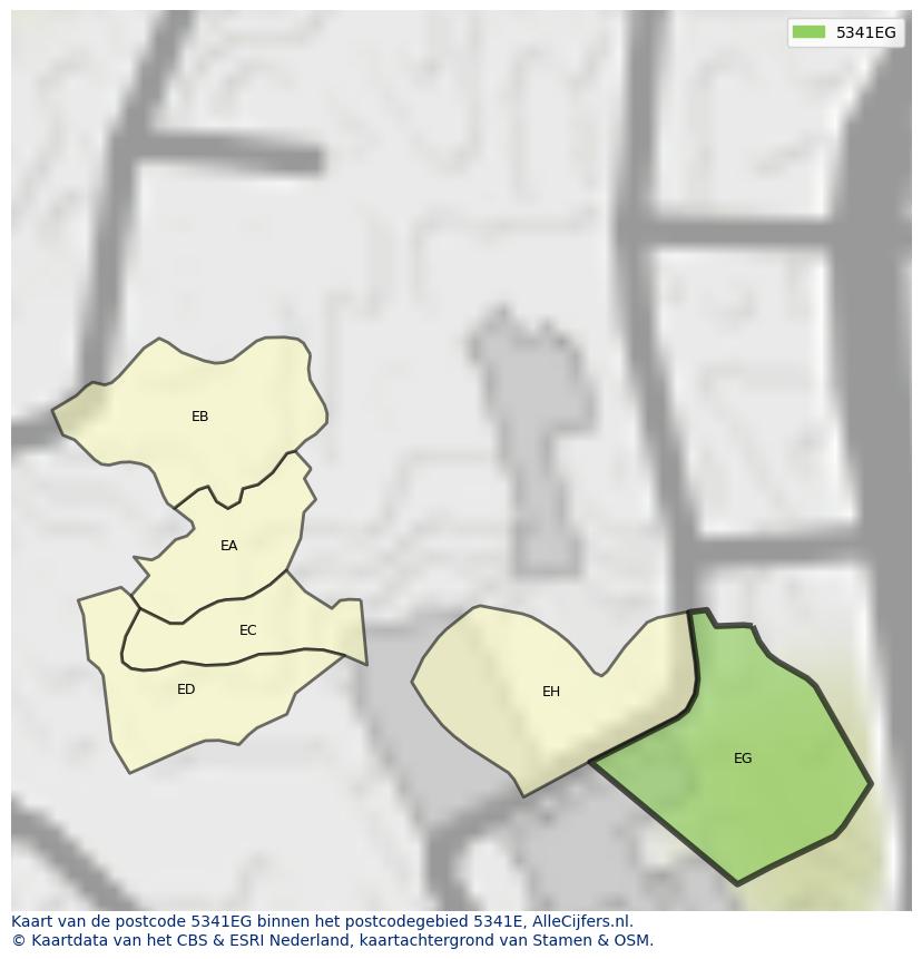 Afbeelding van het postcodegebied 5341 EG op de kaart.