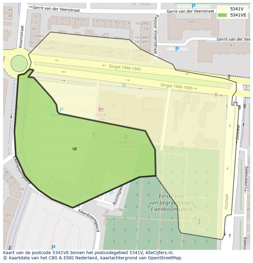 Afbeelding van het postcodegebied 5341 VE op de kaart.