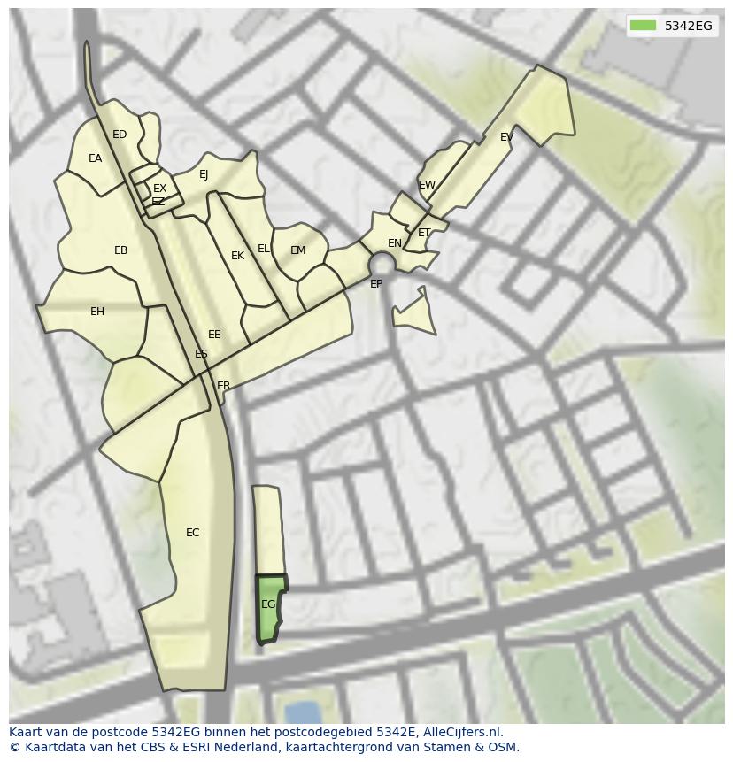 Afbeelding van het postcodegebied 5342 EG op de kaart.