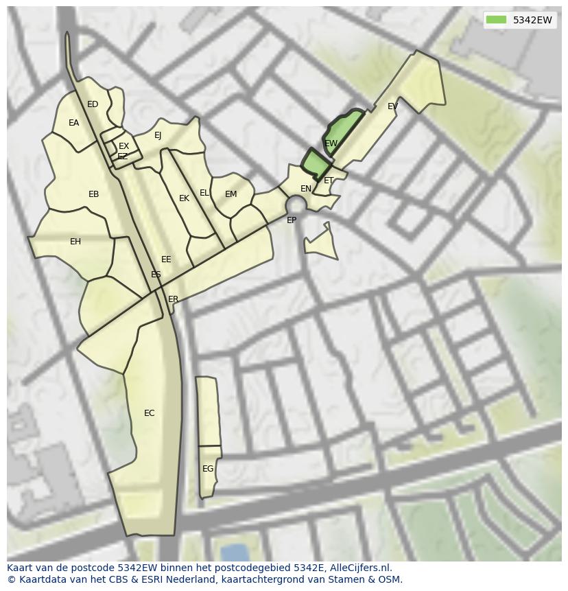 Afbeelding van het postcodegebied 5342 EW op de kaart.