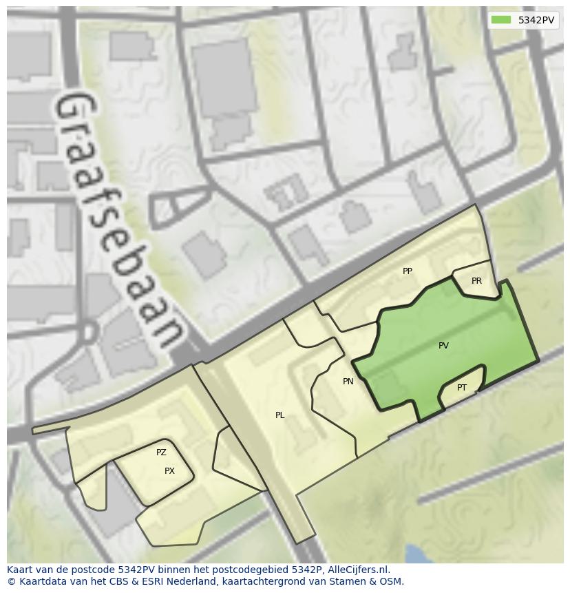 Afbeelding van het postcodegebied 5342 PV op de kaart.