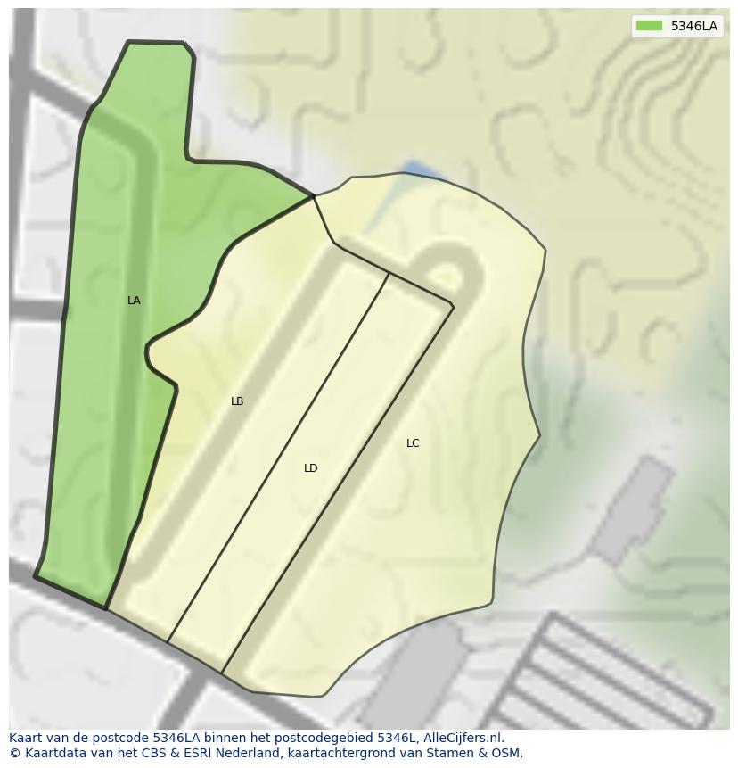 Afbeelding van het postcodegebied 5346 LA op de kaart.