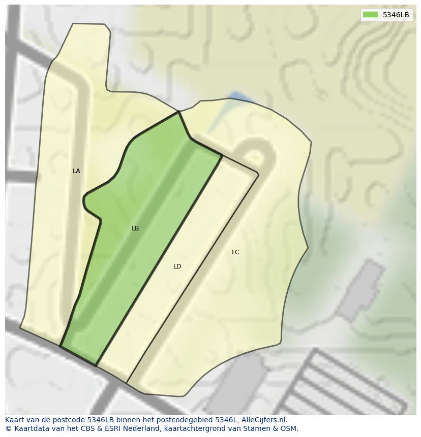 Afbeelding van het postcodegebied 5346 LB op de kaart.
