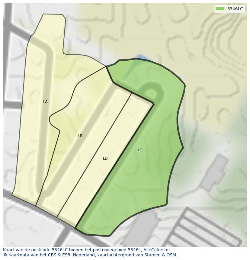 Afbeelding van het postcodegebied 5346 LC op de kaart.