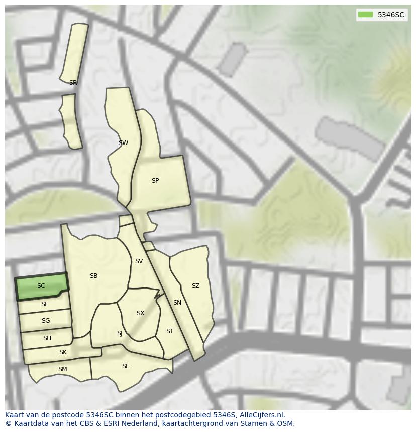 Afbeelding van het postcodegebied 5346 SC op de kaart.