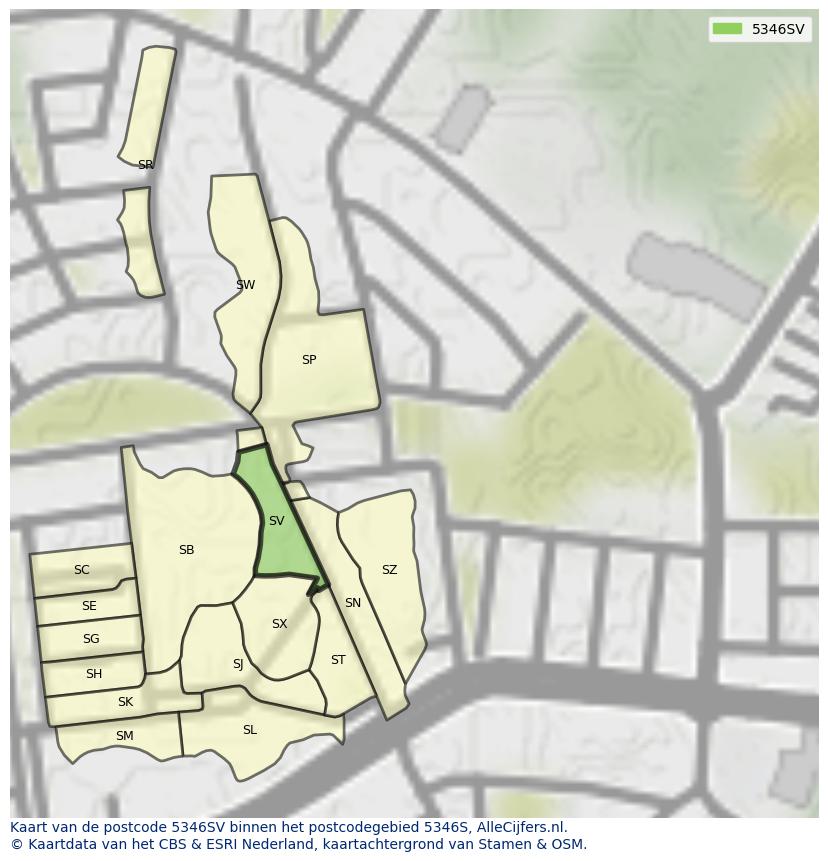 Afbeelding van het postcodegebied 5346 SV op de kaart.