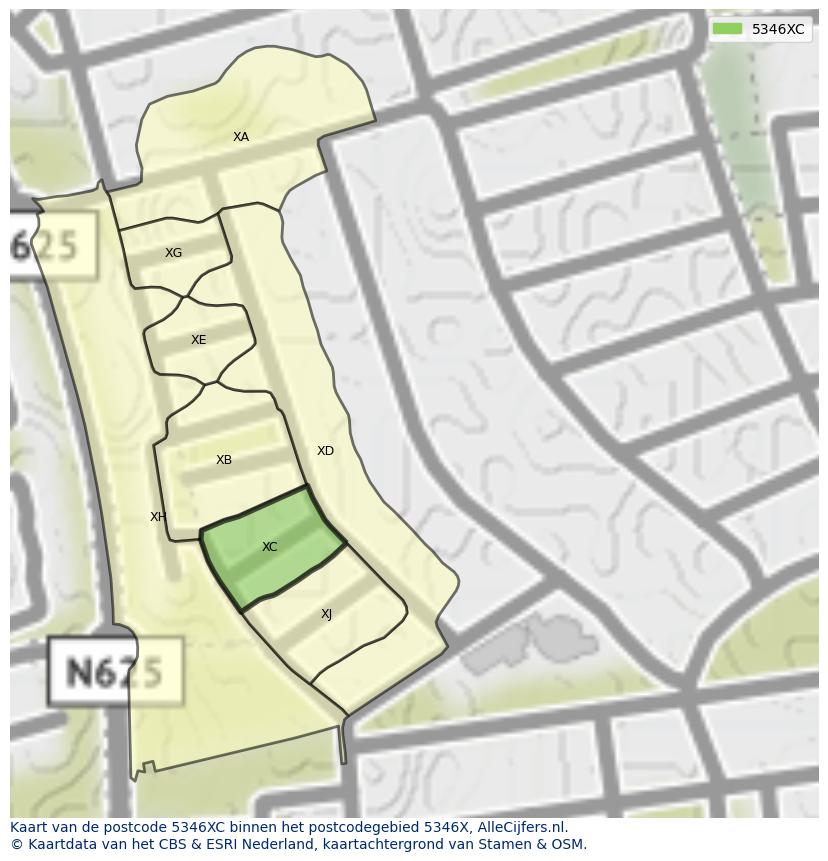 Afbeelding van het postcodegebied 5346 XC op de kaart.