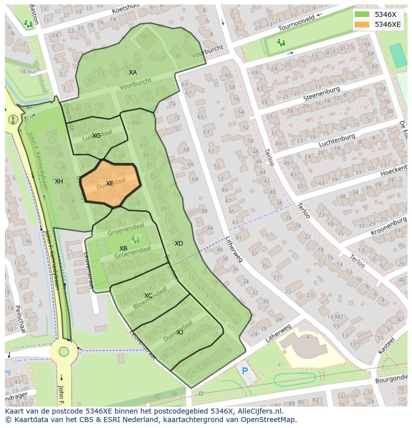 Afbeelding van het postcodegebied 5346 XE op de kaart.