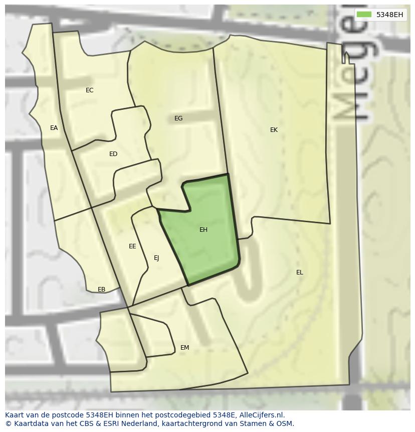 Afbeelding van het postcodegebied 5348 EH op de kaart.