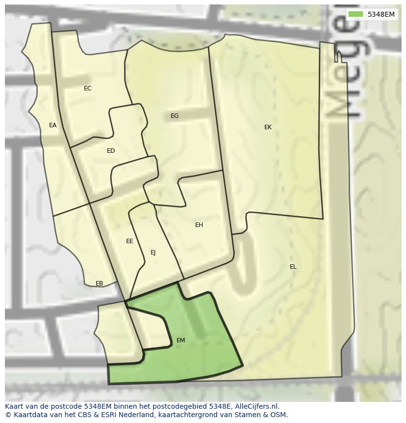 Afbeelding van het postcodegebied 5348 EM op de kaart.