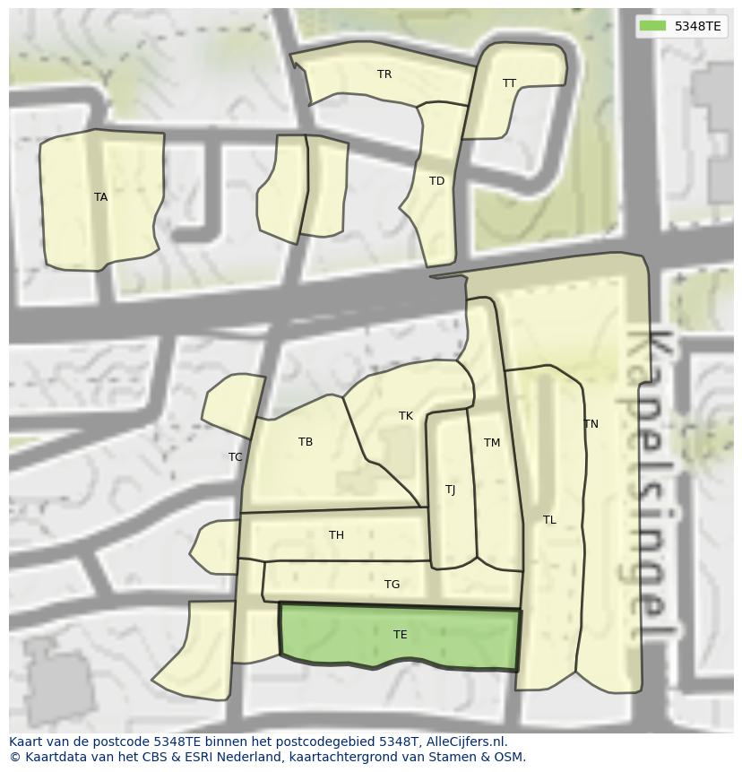 Afbeelding van het postcodegebied 5348 TE op de kaart.