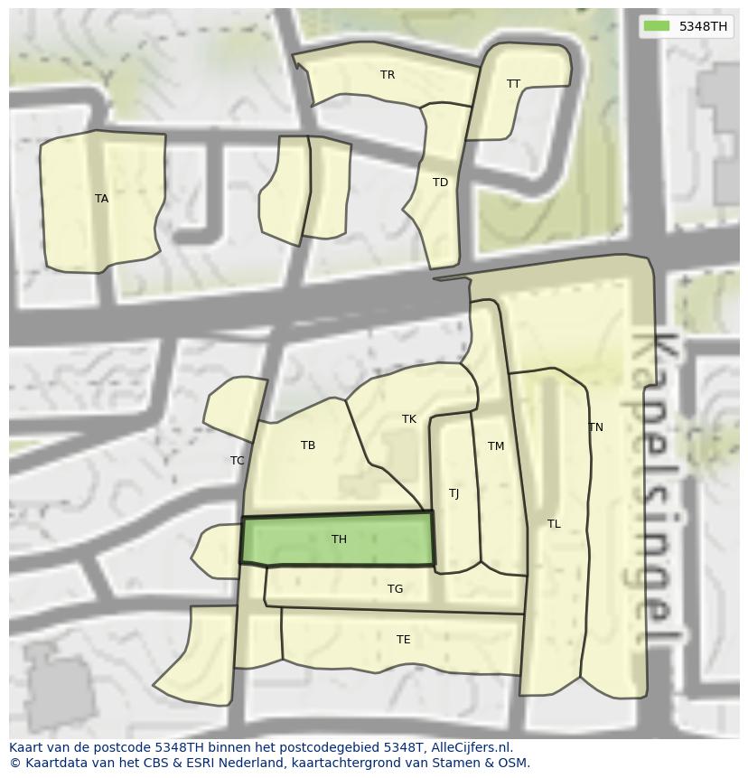 Afbeelding van het postcodegebied 5348 TH op de kaart.