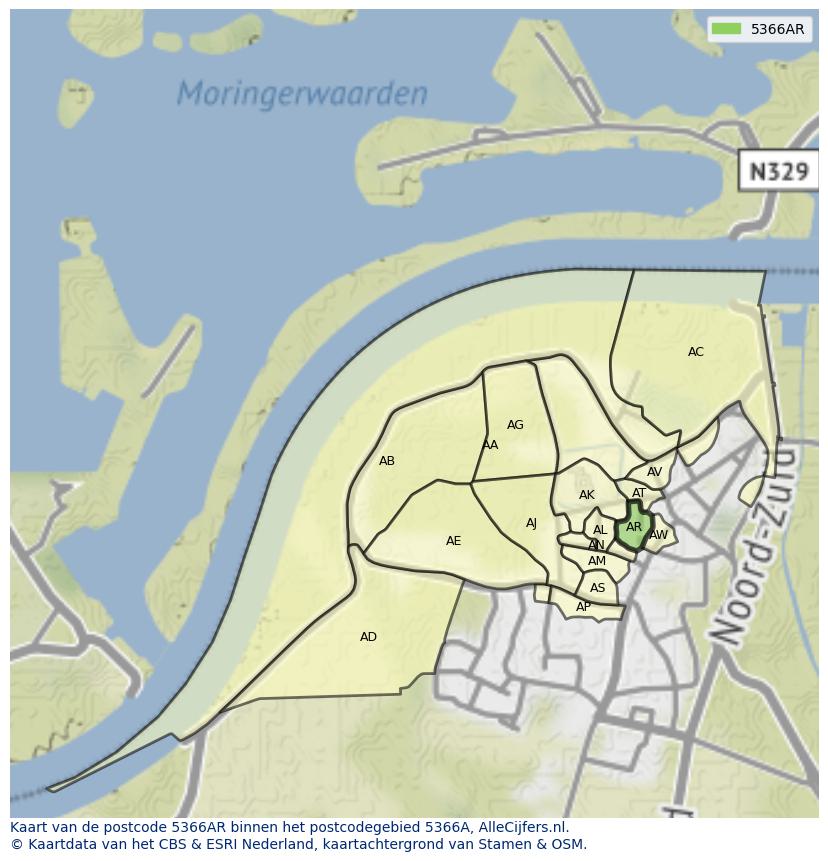 Afbeelding van het postcodegebied 5366 AR op de kaart.