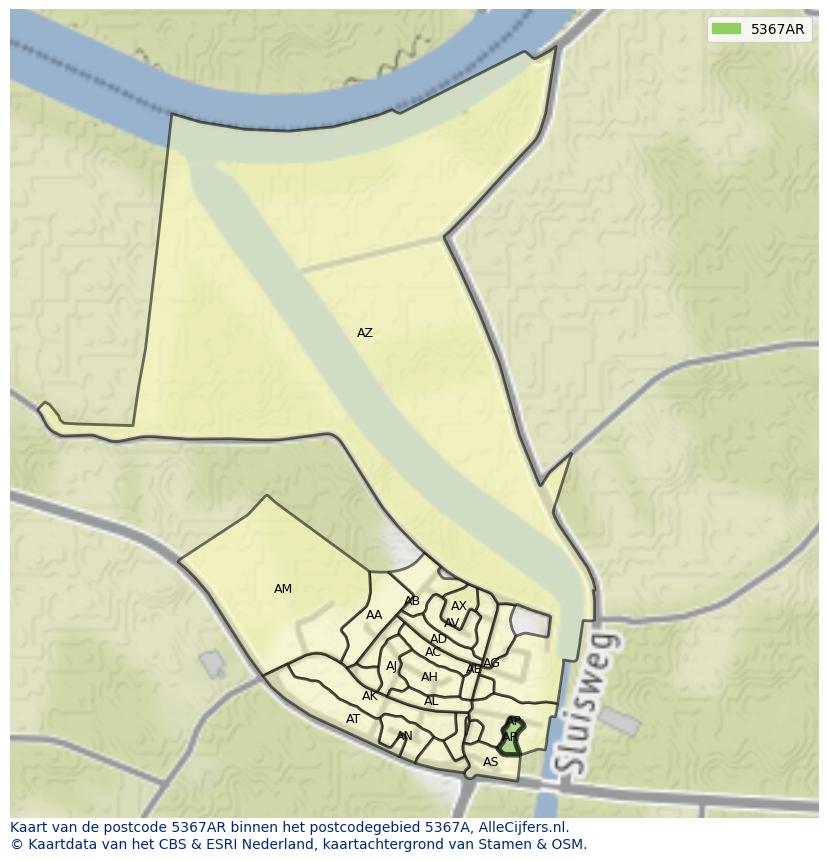 Afbeelding van het postcodegebied 5367 AR op de kaart.