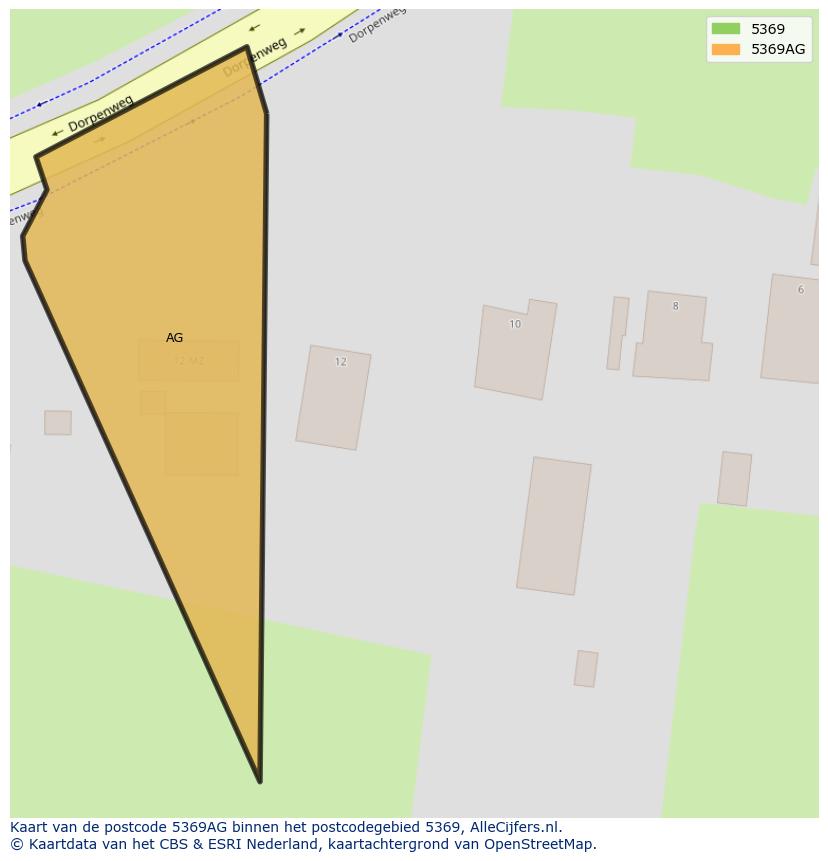 Afbeelding van het postcodegebied 5369 AG op de kaart.