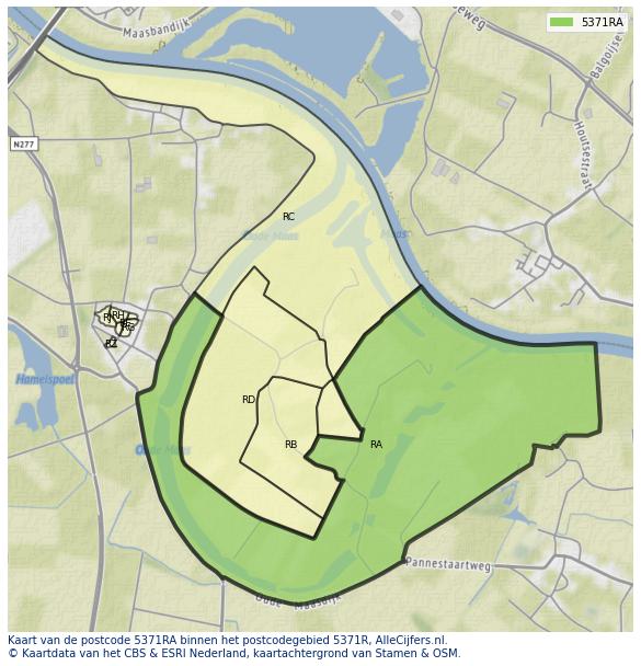 Afbeelding van het postcodegebied 5371 RA op de kaart.