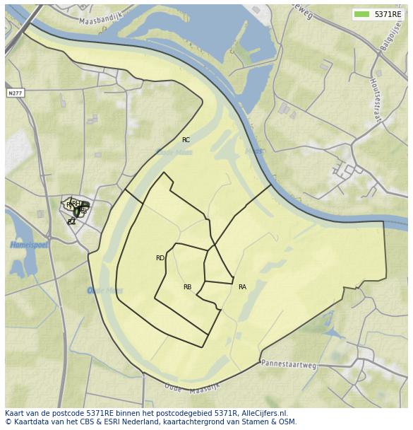 Afbeelding van het postcodegebied 5371 RE op de kaart.