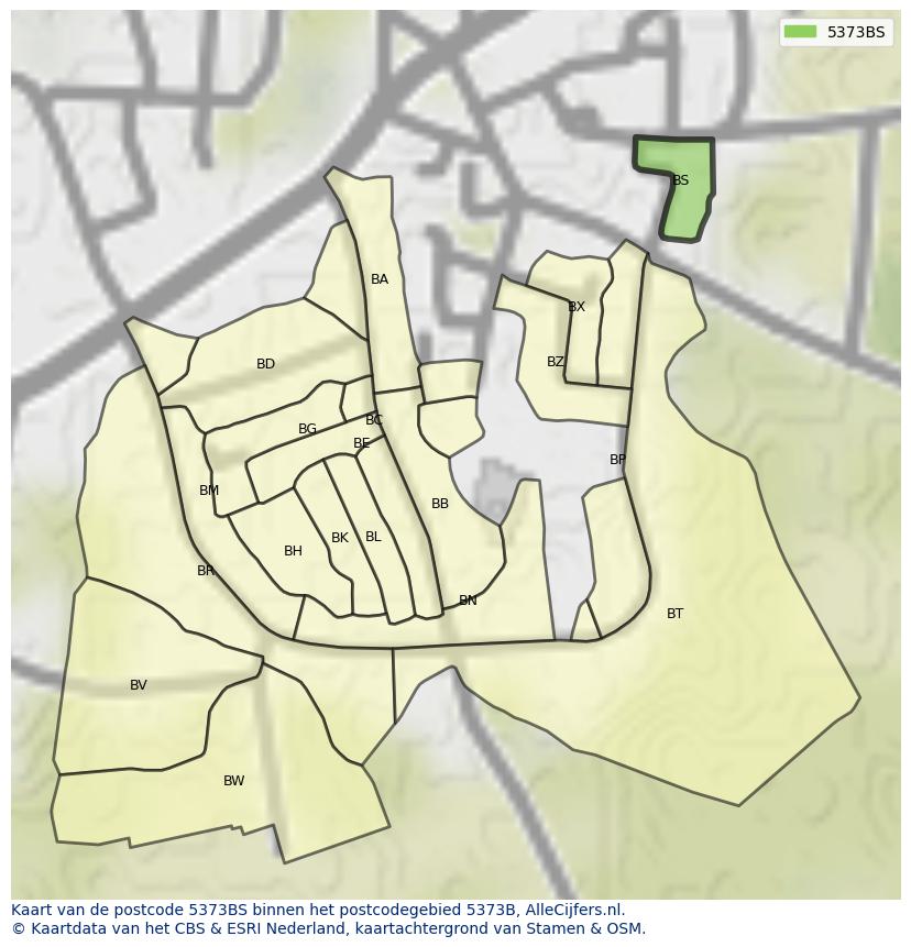 Afbeelding van het postcodegebied 5373 BS op de kaart.