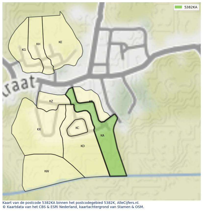 Afbeelding van het postcodegebied 5382 KA op de kaart.
