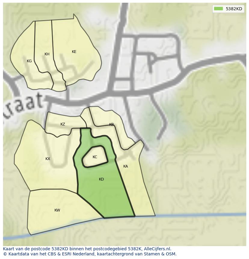 Afbeelding van het postcodegebied 5382 KD op de kaart.