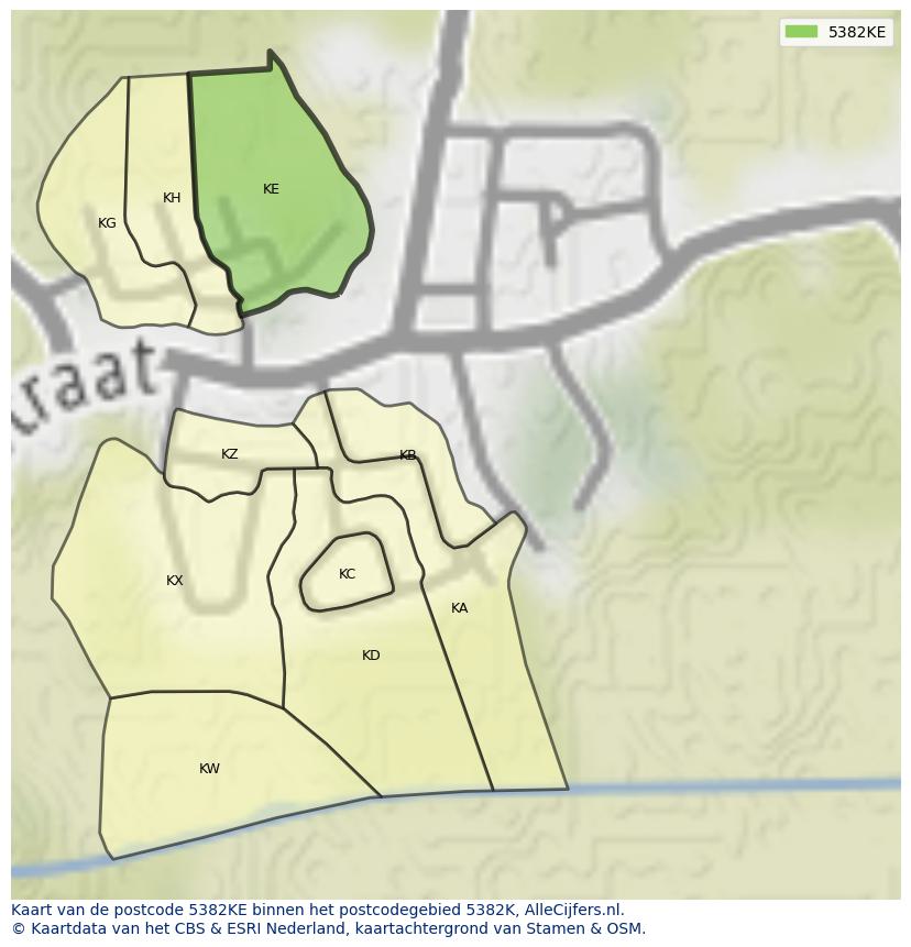 Afbeelding van het postcodegebied 5382 KE op de kaart.