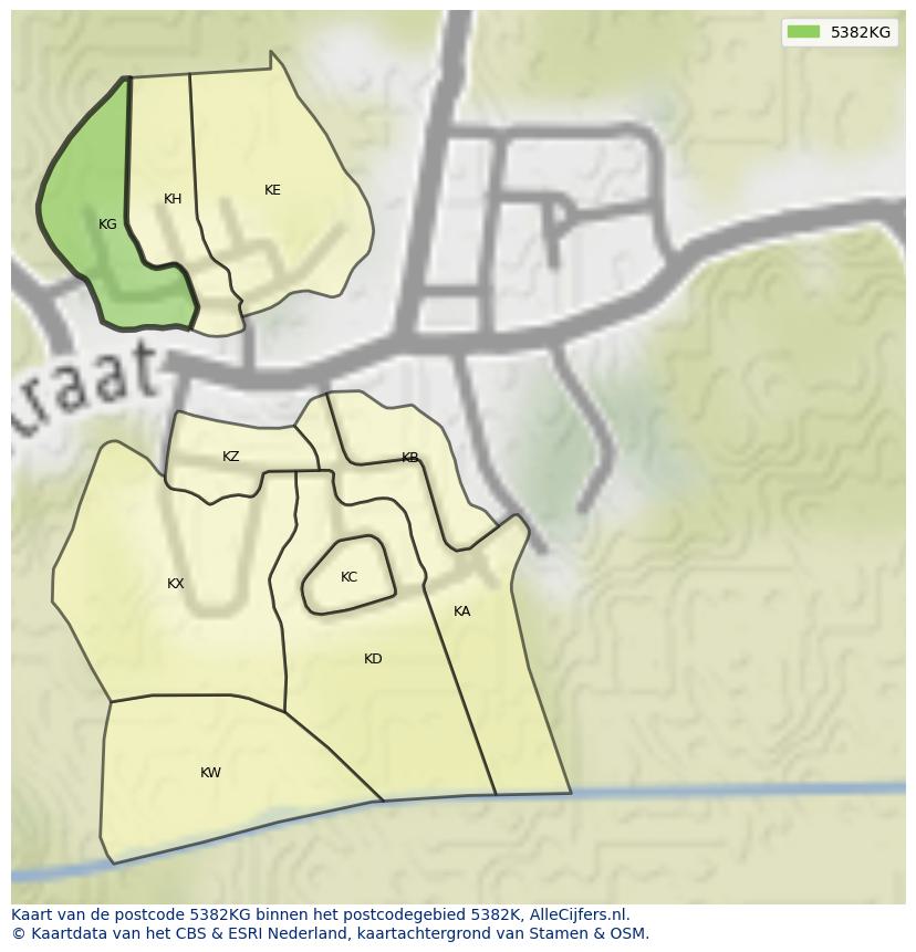 Afbeelding van het postcodegebied 5382 KG op de kaart.