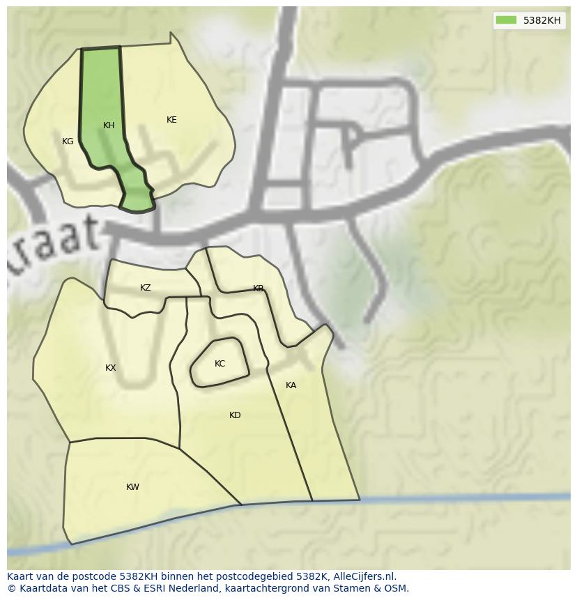 Afbeelding van het postcodegebied 5382 KH op de kaart.