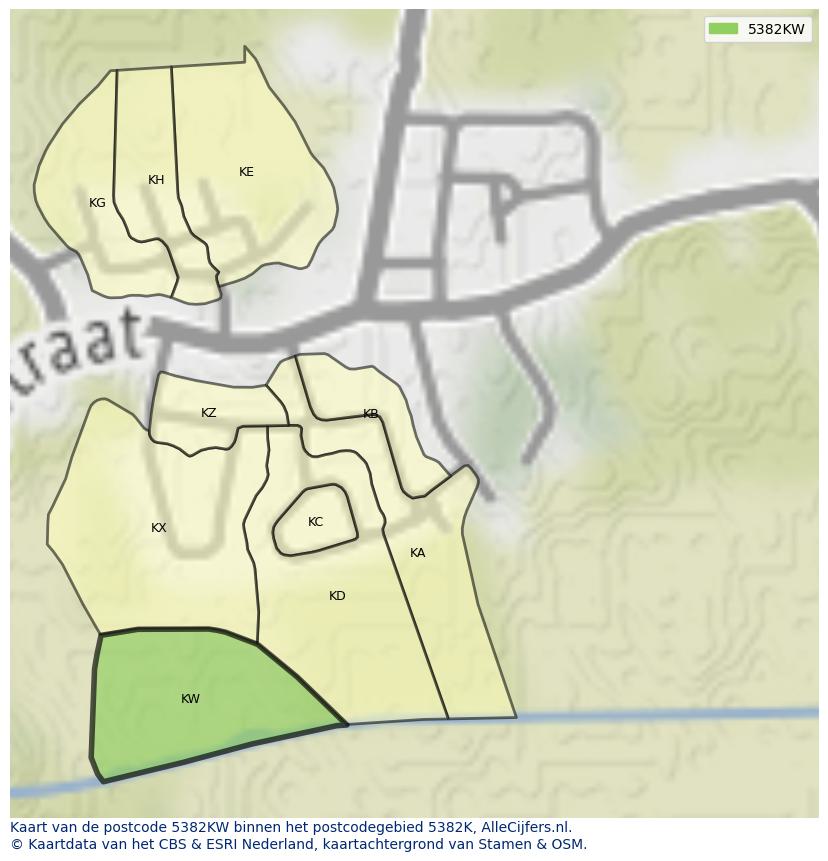 Afbeelding van het postcodegebied 5382 KW op de kaart.
