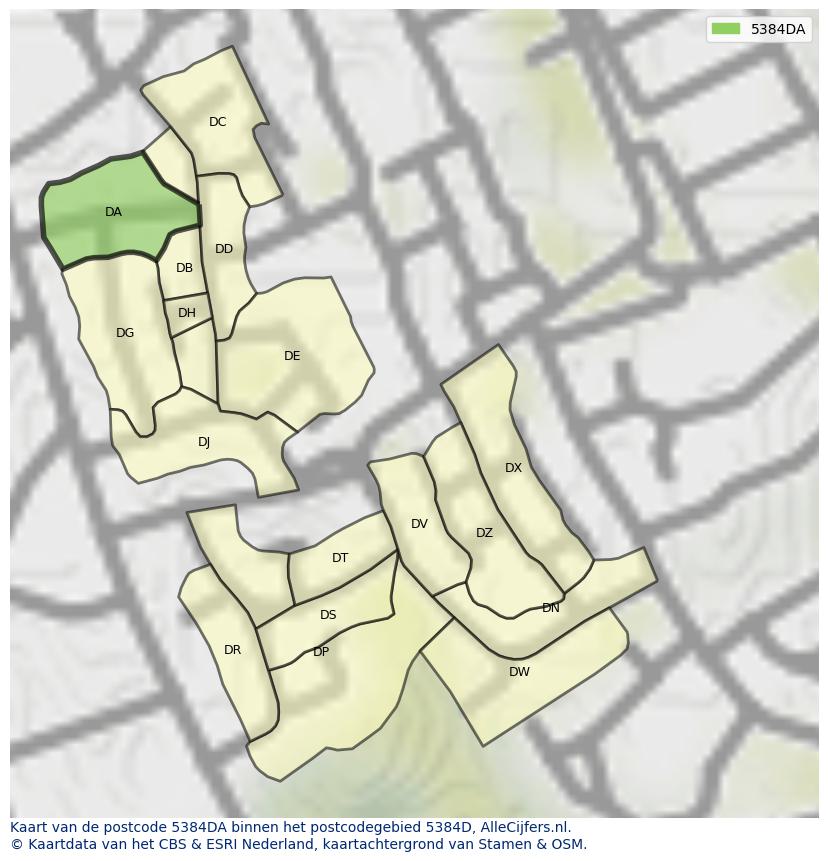 Afbeelding van het postcodegebied 5384 DA op de kaart.