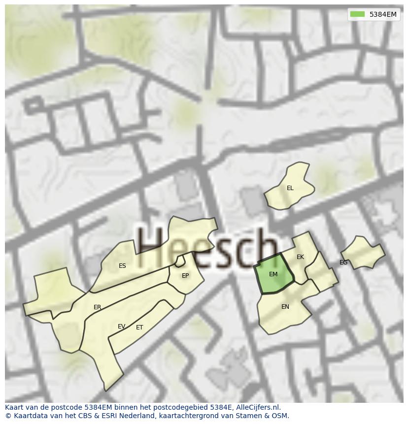 Afbeelding van het postcodegebied 5384 EM op de kaart.