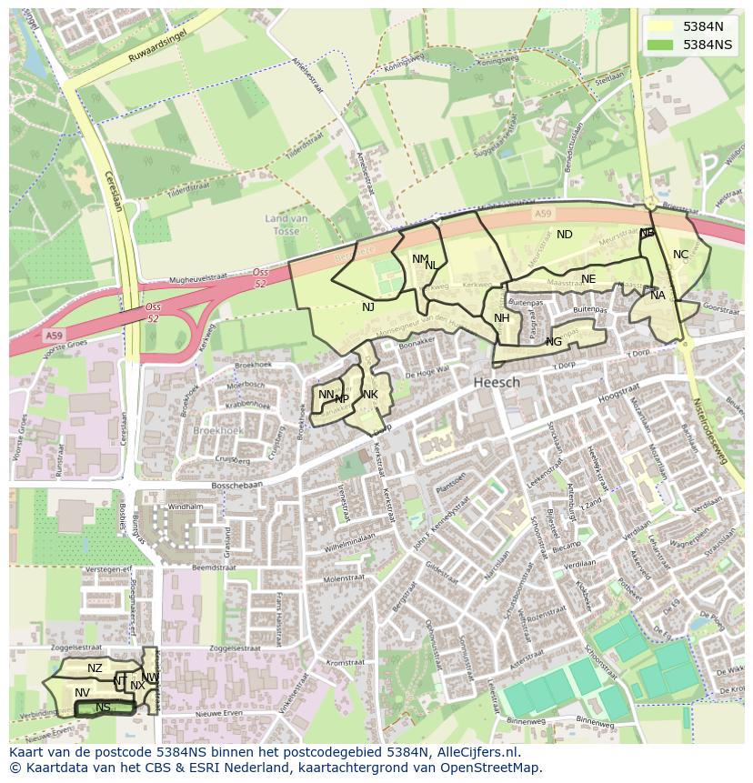 Afbeelding van het postcodegebied 5384 NS op de kaart.