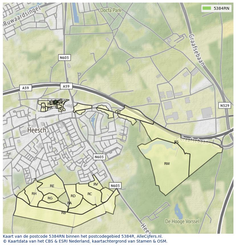 Afbeelding van het postcodegebied 5384 RN op de kaart.