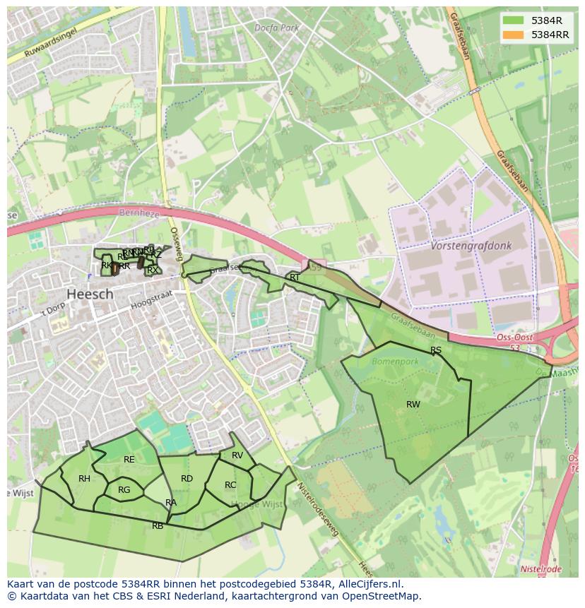 Afbeelding van het postcodegebied 5384 RR op de kaart.