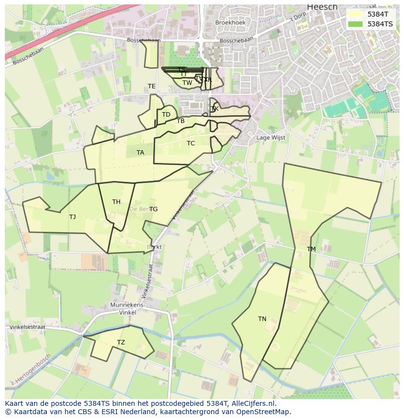 Afbeelding van het postcodegebied 5384 TS op de kaart.