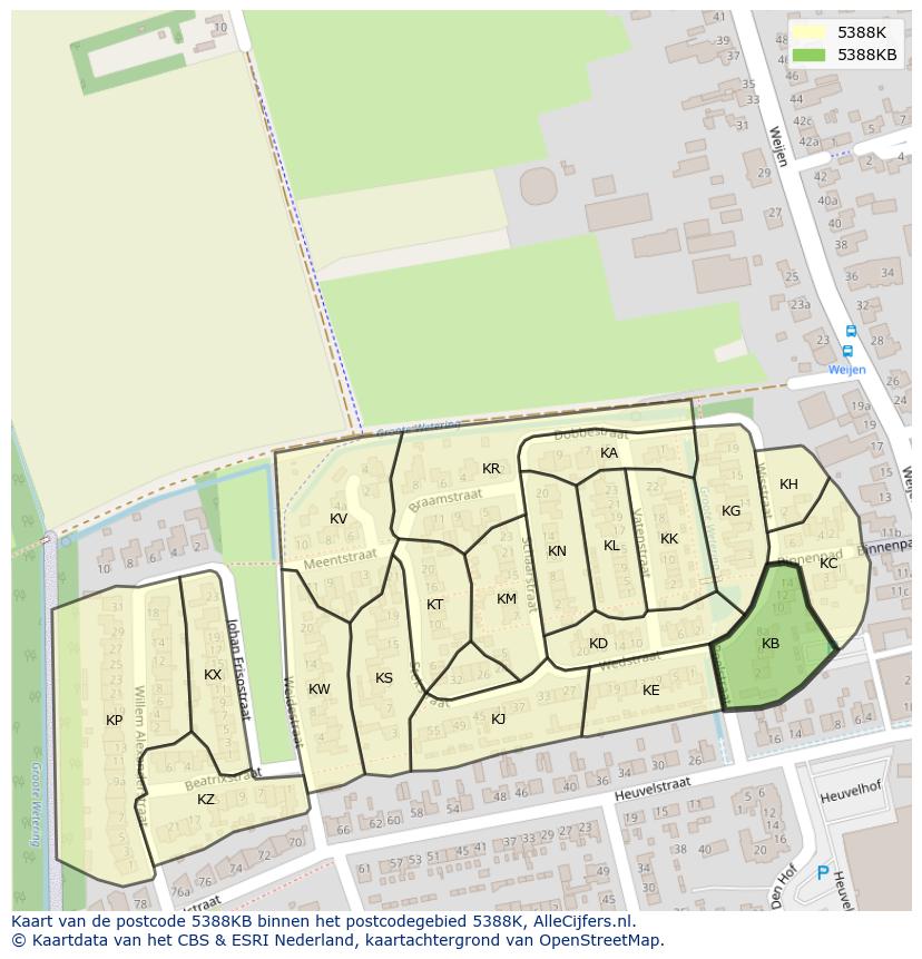 Afbeelding van het postcodegebied 5388 KB op de kaart.