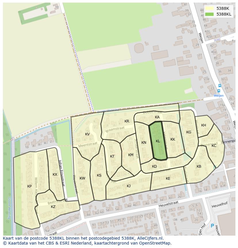 Afbeelding van het postcodegebied 5388 KL op de kaart.