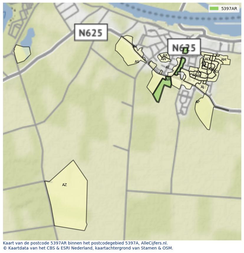Afbeelding van het postcodegebied 5397 AR op de kaart.