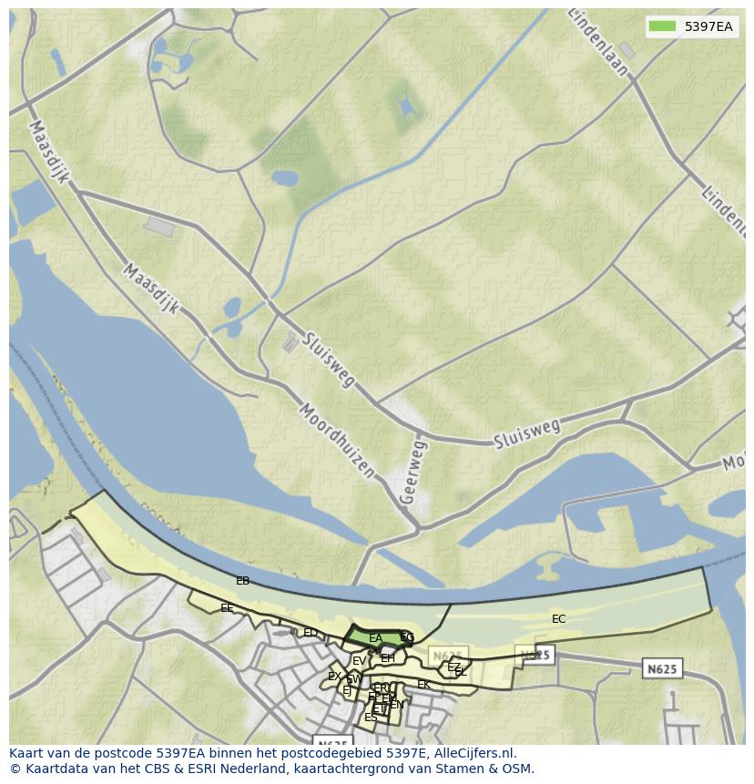 Afbeelding van het postcodegebied 5397 EA op de kaart.