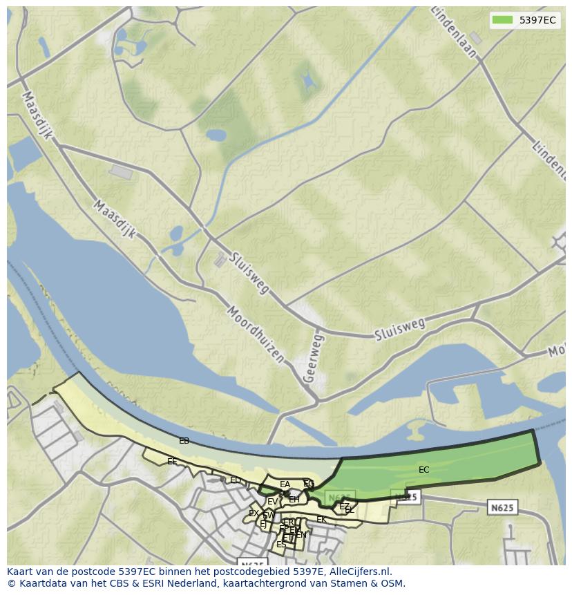 Afbeelding van het postcodegebied 5397 EC op de kaart.