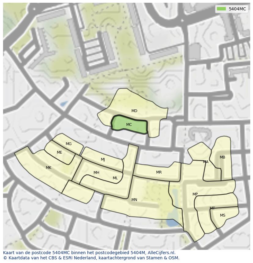 Afbeelding van het postcodegebied 5404 MC op de kaart.
