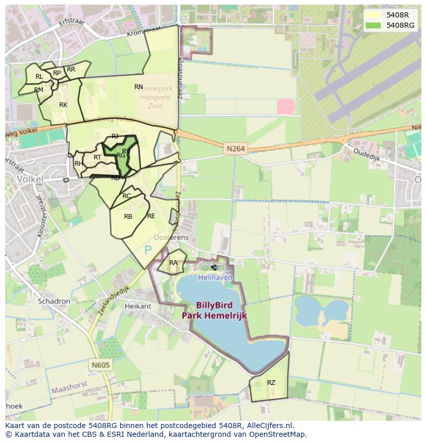 Afbeelding van het postcodegebied 5408 RG op de kaart.