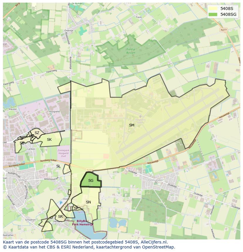 Afbeelding van het postcodegebied 5408 SG op de kaart.