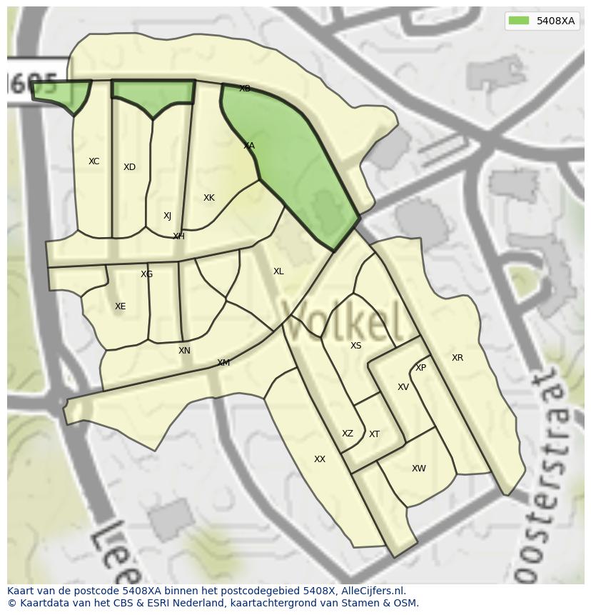 Afbeelding van het postcodegebied 5408 XA op de kaart.