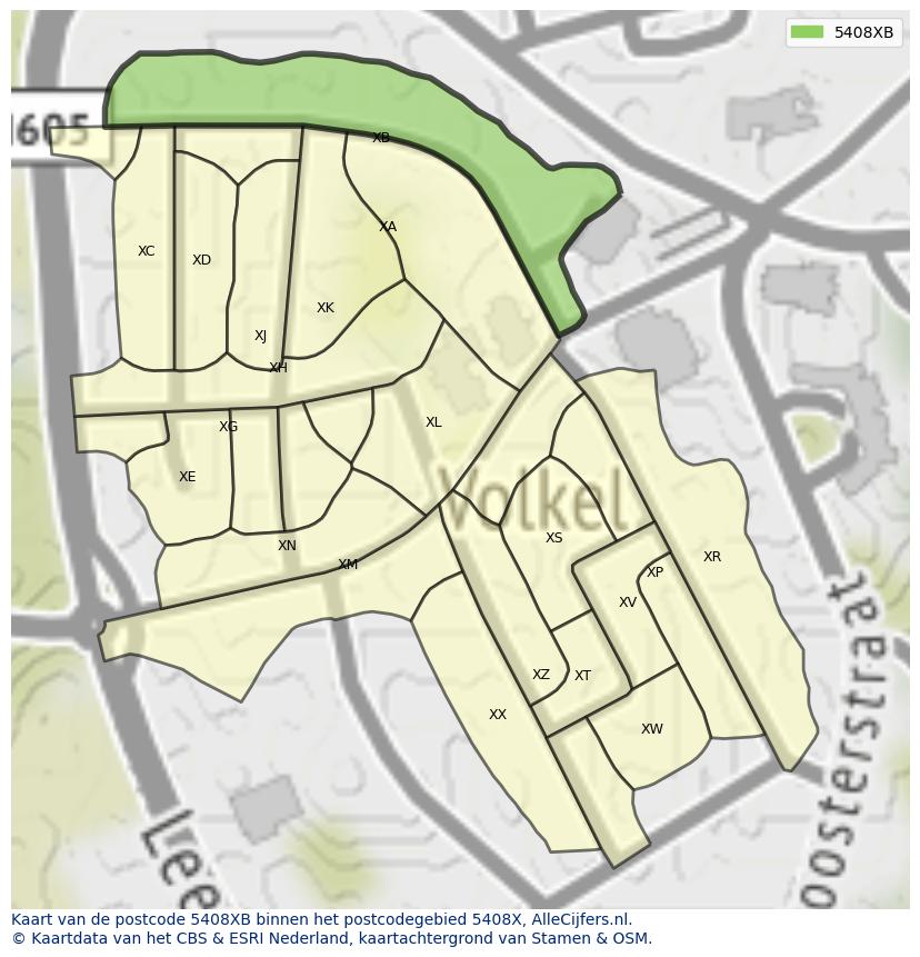 Afbeelding van het postcodegebied 5408 XB op de kaart.