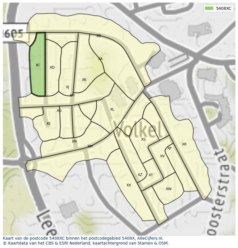 Afbeelding van het postcodegebied 5408 XC op de kaart.