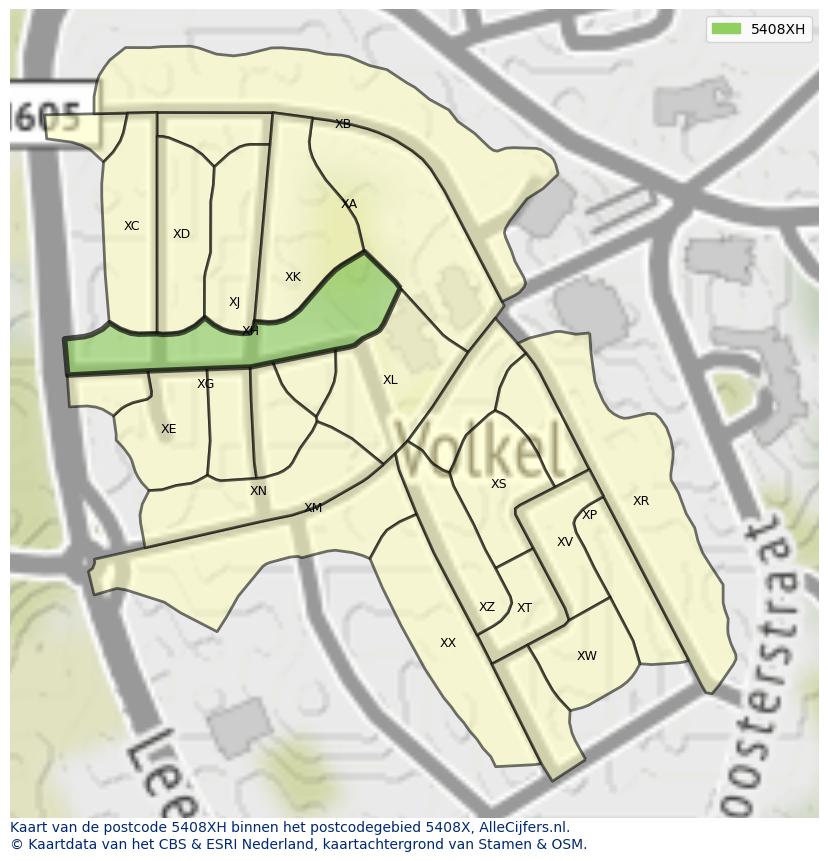 Afbeelding van het postcodegebied 5408 XH op de kaart.