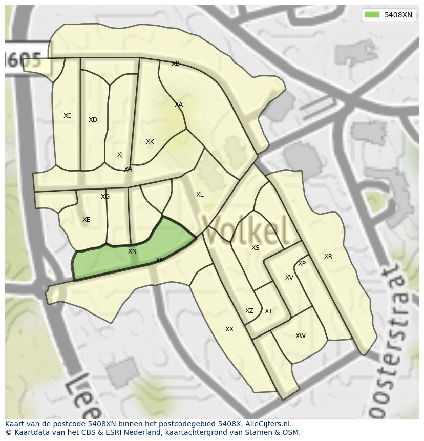 Afbeelding van het postcodegebied 5408 XN op de kaart.