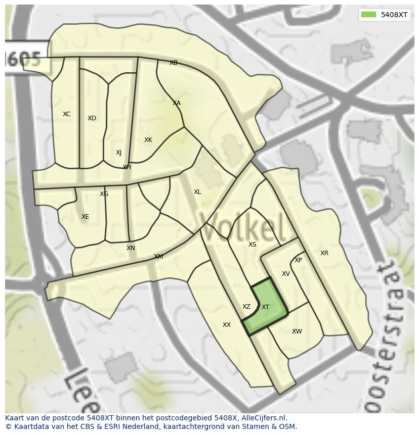 Afbeelding van het postcodegebied 5408 XT op de kaart.