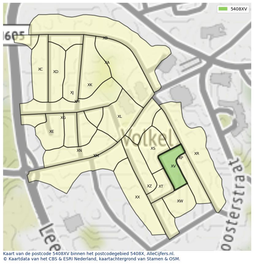 Afbeelding van het postcodegebied 5408 XV op de kaart.