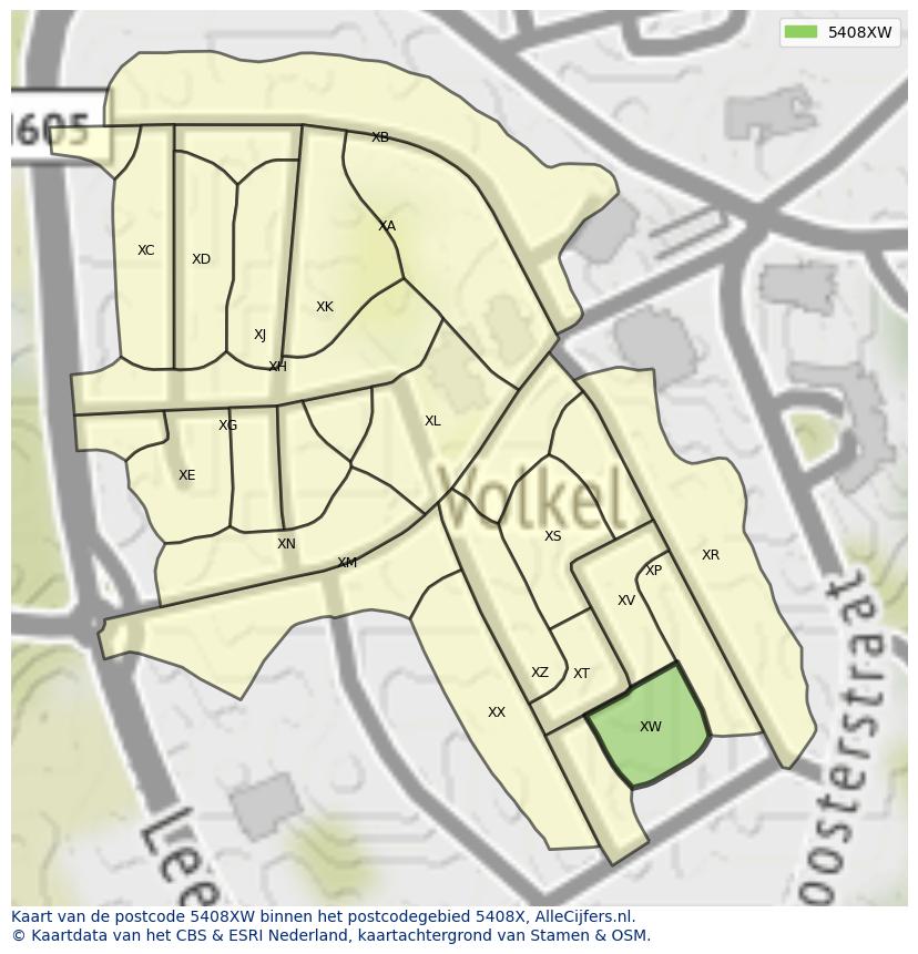 Afbeelding van het postcodegebied 5408 XW op de kaart.